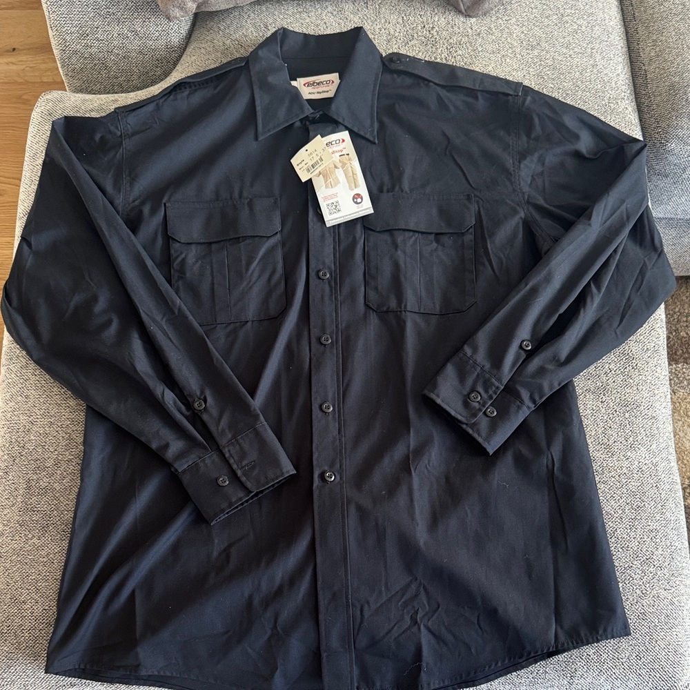 Men's Midnight Navy Blue Long Sleeve Uniform Shirt - ADU Ripstop - 5614